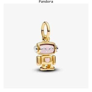 Pandora Gold and Pink Robot Charm Bracelet